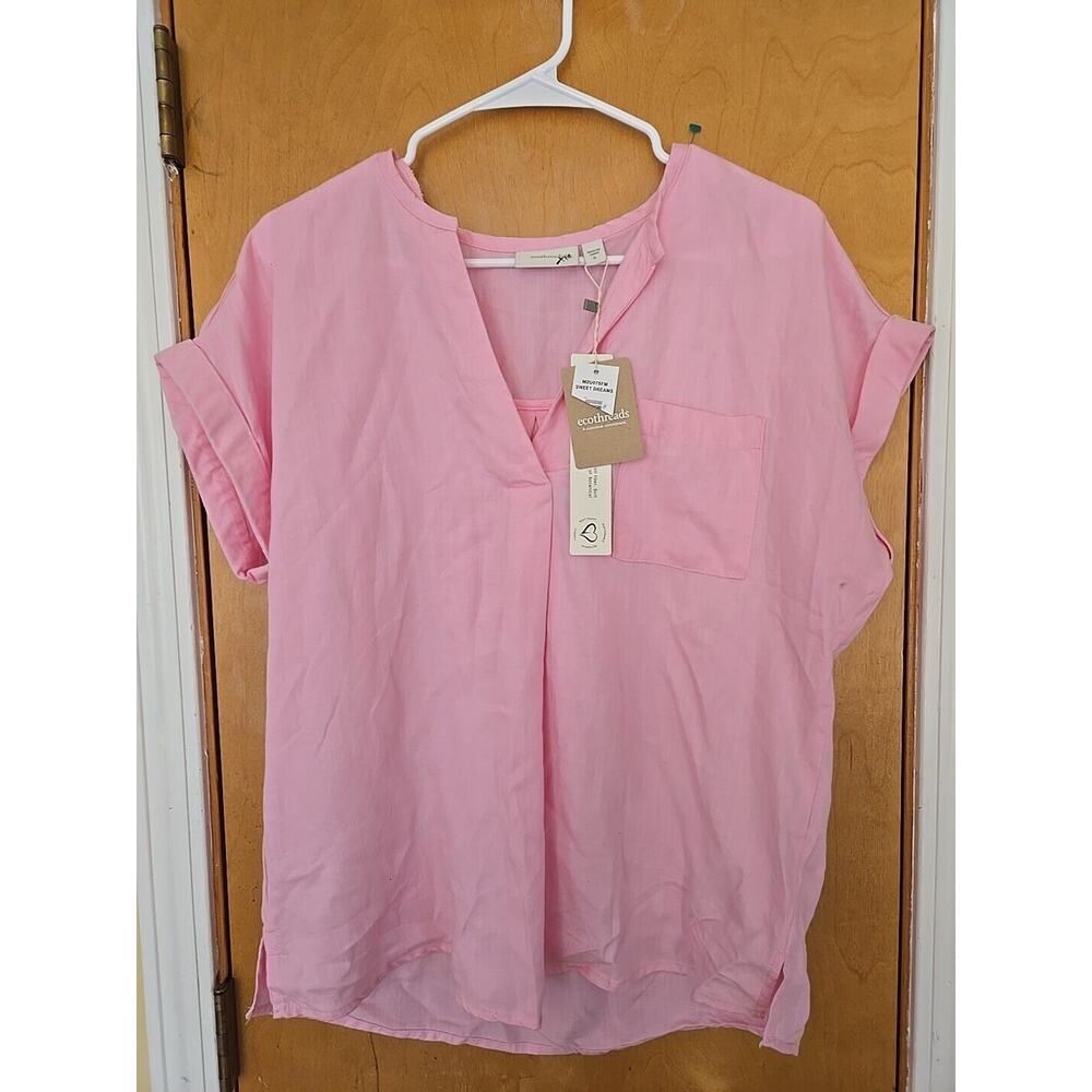 Ecothreads Womens Short Sleeve T Shirt Linen Feel Size Small- New